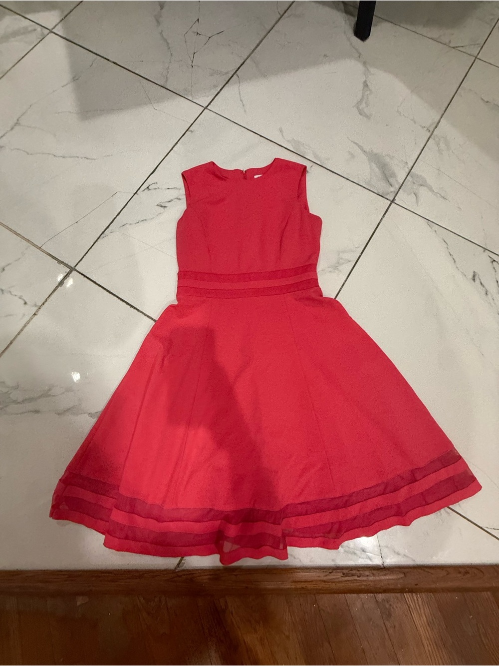 Calvin Klein Red Sleeveless Fit & Flare Dress